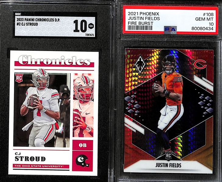 Lot of (5) Graded Quarterback Rookie Cards inc. 2018 Score Josh Allen (PSA 10), 2023 Chronicles Draft Picks CJ Stroud (SGC 10), +